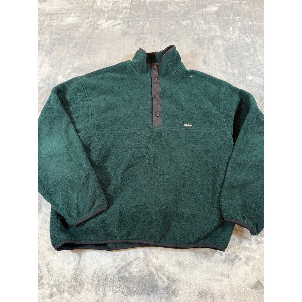 Woolrich Men's L Polartec Fleece Snap Mock Neck Pullover Sweatshirt Green